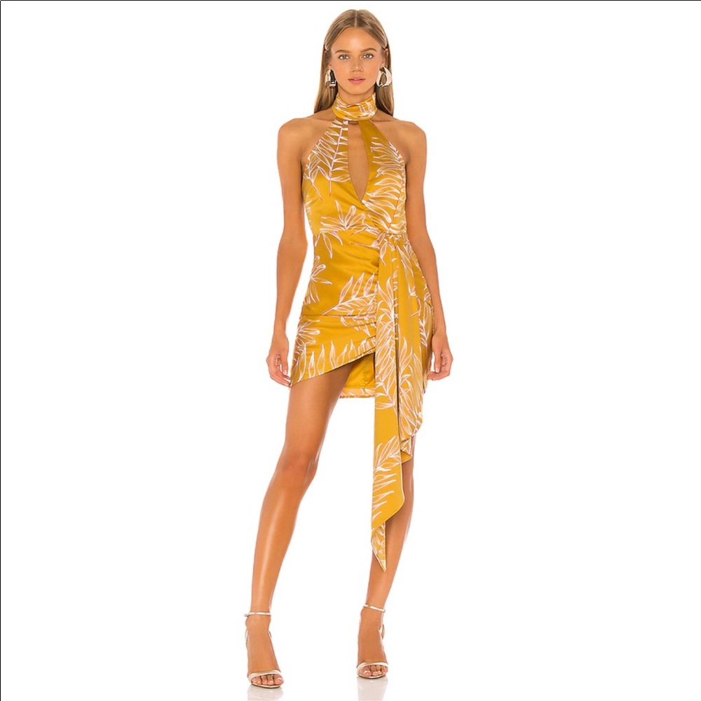 Camila Coelho Antonia Mini Dress Gold Tropical
